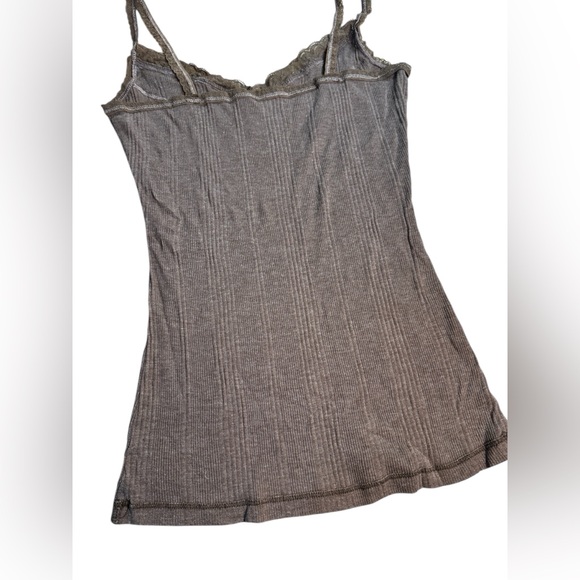 Hollister Ribbed Lace Trim Cami Tank Top Y2K Brown - Picture 5 of 11